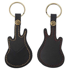Portable Guitar Picks Holder Bag Key Ring Leather Plectrum Picks Case Bag with 5 Picks for Guitar Ukulele (Black)
