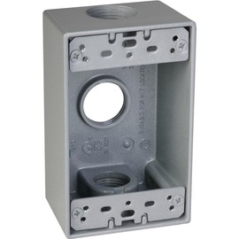 TayMac SB375S Weatherproof Box, 1-Gang, (3) 3/4-Inch Outlets, Gray