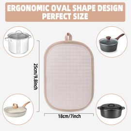 Hovico 2PCS Silicone Pot Holders, Oven Mitts Heat Resistant Hot Pads with Pockets, Non Slip Pot Holder for Kitchen Baking and Cooking| 9.8 x 7 Inches | Towel Cloth Interior Lining - Milkshake