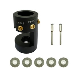 Aluminum Tungsten Electrode Grinder TIG Welding Tool with 4 Cut-Off Slots Multiple Angles and Offsets, Horizontal Holes, 4 × Copper Screw Holes, 2 × CNC Spindles and 5× 25mm Diamond Grinding Wheels