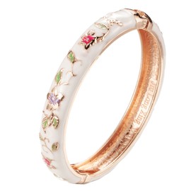 UJOY Vintage Bracelet Colorful Cloisonne Women Hinged Bangles Enameled Bracelets Jewelry Gifts 55A82 white