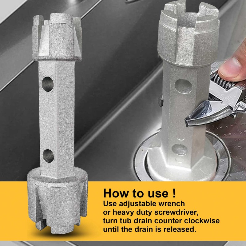 Hanpex Tub Drain Remover Wrench - Dual Ended for Bath