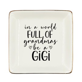 WODMIS Grandmas Gigi Gifts Ceramic Jewelry Tray Dish, Mothers Day Birthday Gifts, Best Gigi Best Jewelry Plate Ring Trinket Dish, Thank You Gifts for Nana from Grandchildren 491