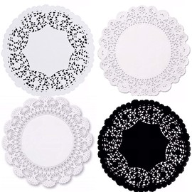 The Baker Celebrations Combo Pack 10-inch Doilies - White Black Paper Lace and Metallic Silver Gold Foil- Assorted Styles and Colors (30)