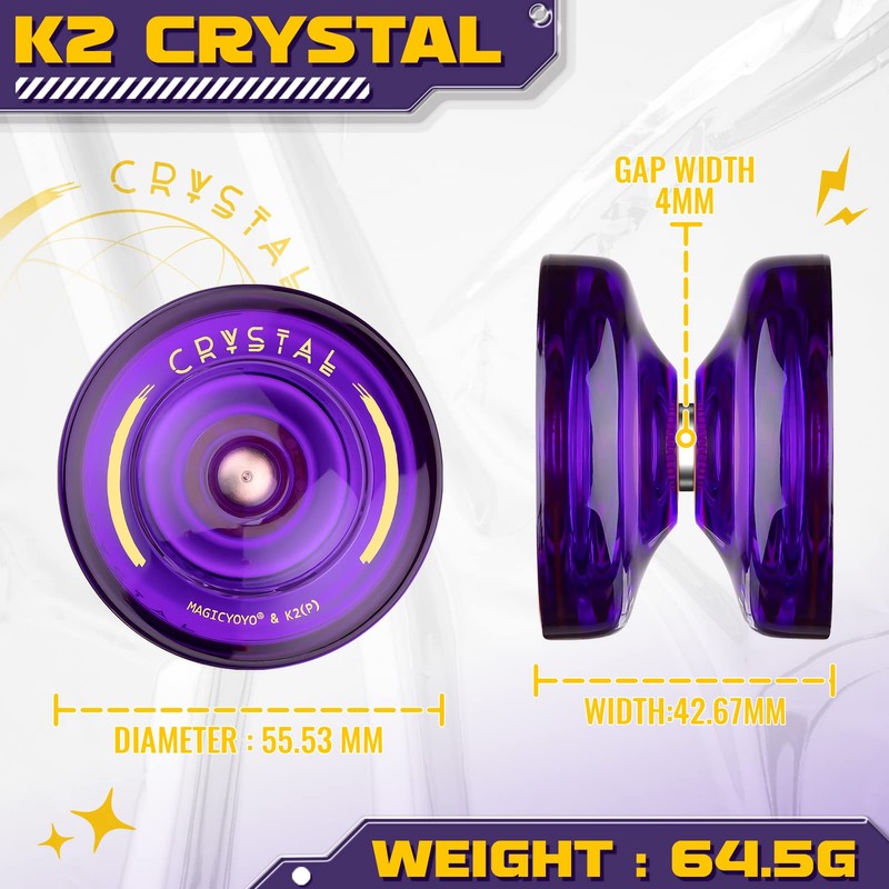 Yoyo K2 CRYSTAL Professional Responsive Yoyo, Durable Plastic Yo-Yo for