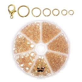 Mr. Pen- Open Jump Rings and Lobster Clasps, 1014 pcs, 6 Sizes, Gold, Open Jump Rings and Clasps for Jewelry Making