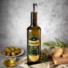 Leddy Living Ölspender aus Edelstahl mit Korkverschluss und automatischem Verschluss durch Kippen der Flasche – eleganter Ausgießer für professionelle Küche oder den täglichen Gebrauch