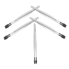 Mikinona Sturdy Stainless Steel Tweezers Flat Design for Stamp Collectors Craft Projects and Jewelry Making