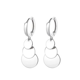 Dainty Circles Round Disc Dangle Drop Earrings Geometric Statement S925 Sterling Silver Small Tiny Huggie Hoops Dangling Earring Birthday Xmas Fashion Jewelry Gifts for Women Valentine's Day