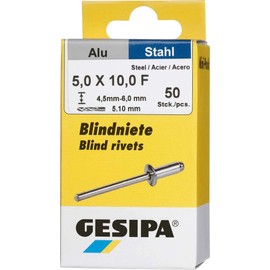Gesipa blind rivet mini-pack aluminum / steel 5 x 10 mm, gray, pack with 50 pieces