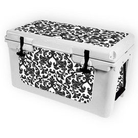 MightySkins (Cooler Not Included) Skin Compatible with RTIC 45 Cooler (2017 Model) - Black Damask | Protective, Durable, and Unique Vinyl Decal wrap Cover | Easy to Apply | Made in The USA