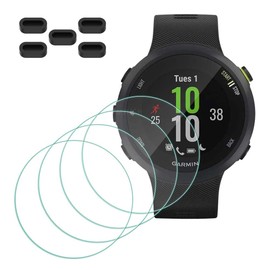 MTHGH Screen Protector for Garmin Forerunner 45/ 45S Smartwatch [4 Pcs] + Anti-dust Plugs 5Pcs, Tempered Glass 9H Hardness Sensitive Touch Bubble Free Film Ultra-Thin Protective Cover