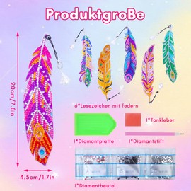 Diamond Painting Bookmarks, Pack of 6 Diamond Painting Children, Craft Gifts Girls 6 7 8 9 10 11 12 Years, Craft Set Children Toys from 6 Years, Craft Case, Birthday Gift for Teenagers