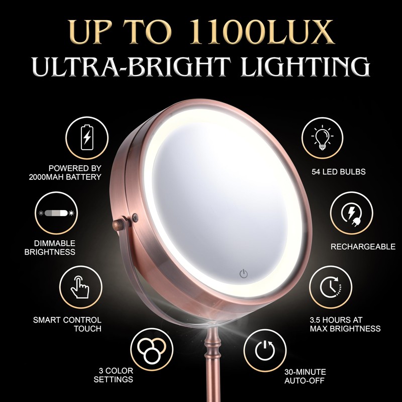 MIRRORVANA Lighted Make Up Mirror with 15X Magnification - 15X