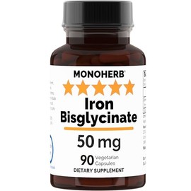 Iron Bisglycinate 50 mg - 90 Veg Capsules - 50 mg of Elemental Iron per Capsule