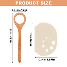 Wooden Danish Dough Whisk Set, 12 inch Dough Mixer with Scraper, Ergonomic Round Handle for Sourdough Bread Mixing, Batter, Baking and Cooking