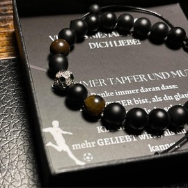 Ahnona - Son Gift from Mum, Tiger Eye Bracelet, 18th Birthday Boy, To My Son Gift from Mum, Case Boy, Azubi Gift, Leather Bracelet, Courage Gift, Leather, zinc