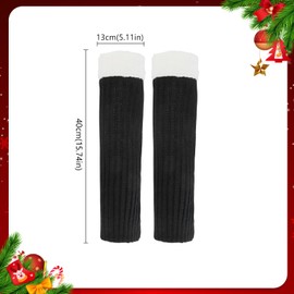 Leg Warmers, Long Leg Warmer for Women Girls, Knit Ankle Leg Warmers for Winter, Fleece Boot Cuff Socks, Athletic Stretch Knee High Leg Socks Birthday Xmas Gift for Girls A9JRMXWT (Black, 40cm)