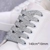 2 Pairs 140cm Metallic Glitter Flat Shoelaces Sliver 10mm Sparkly