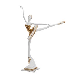 HAUCOZE Ballerina Figur Statue Frau Skulptur Modern Mädchen Dekor Wohnzimmer Kunst Arts Polyresin Geschenk 30cm