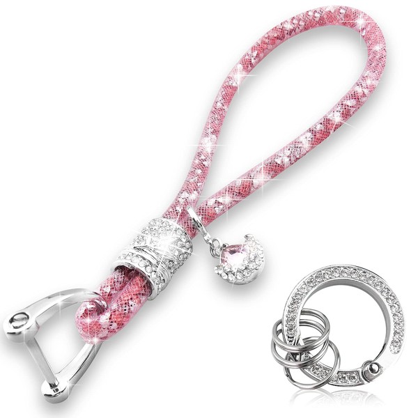 Yiflin Cute Wrist Car keychain for Women, Crystal Keychain Accessories，Bling