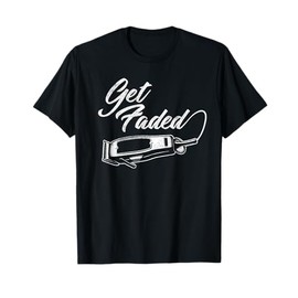 Vintage Distressed Barber - Get Faded Clippers Script Tail T-Shirt