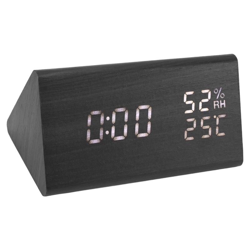 Wooden Digital Alarm Clocks LED Display Temperature Humidity Alarm Clocks