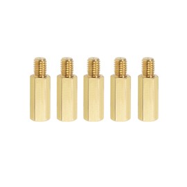 YOKIVE 5 Pcs M6 Standoff Screws, Brass Hex PCB Standoffs, Keep Height Consistent, Great for Motherboard (Gold Tone, 20mm+8mm)