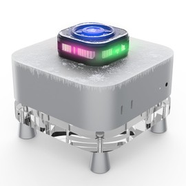 Mac mini Stand with Cooler - Acrylic Desktop Holder Mount with Magnetic RGB LED Display Cooler, 15W Semiconductor Fast Cooling, Accessories Compatible with Mac mini M4, M4 Pro