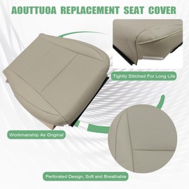 NLQR Front Driver and Passenger Side Bottom Replacement Seat Covers Light Tan LA01 LB01 Microfiber Leather Compatible with Lexus ES300h ES350 2013-2018