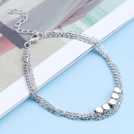 Atentuyi Layered Anklet Silver Bead Ankle Bracelet Bohemian Foot Chain Barefoot Beach Anklet Jewelry for Women and Girls