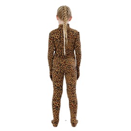 Full Bodysuit Kids Dancewear Solid Color Spandex Zentai Child Unitard (Large, Leopard)