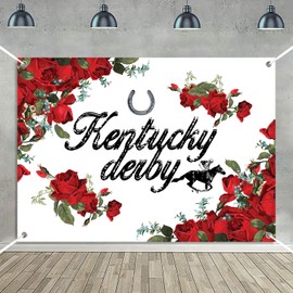 TTshouse 5 x 3 ft 2025 Kentucky Derby Backdrop Photo Booth Churchill Downs Horse Racing Rose Indoor Outdoor Party Photography Home Wall Background Decoration