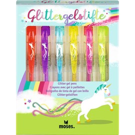 moses. Einhorn Glittergelstifte, 6 Stifte mit Glitter zum Malen, Basteln, Dekorieren, Beschriften für Briefe, Notizbücher, Kalendereinträge für Kinder