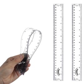 Grevosea 2 PCS Flexible Ruler, 12 Inch Clear Plastic Ruler Soft Bendable Rulers with Centimeters and Inches for Kids and Adults School Classroom Office Supplies