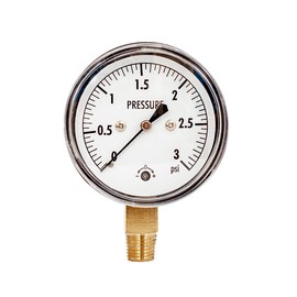 JIVTO 0-3 Psi Low Capsule Pressure Gauge,2-1/2" Dial,1/4" NPT Lower Mount,Zero Adjustment,for Air Gas Water Regulator Pressure Test