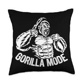 Gorilla MODE Gorilla Fitness Workout Sport Sports Fitness Throw Pillow