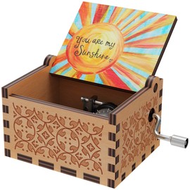 You are My Sunshine Wood Music Boxes,Laser Engraved Vintage Wooden Sunshine Musical Box Gifts for Birthday/Christmas/Valentine's Day