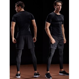 NELEUS Men's 3 Pack Compression Baselayer Athletic Workout T Shirts,5022,Black,Grey,White,US 2XL,EU 3XL