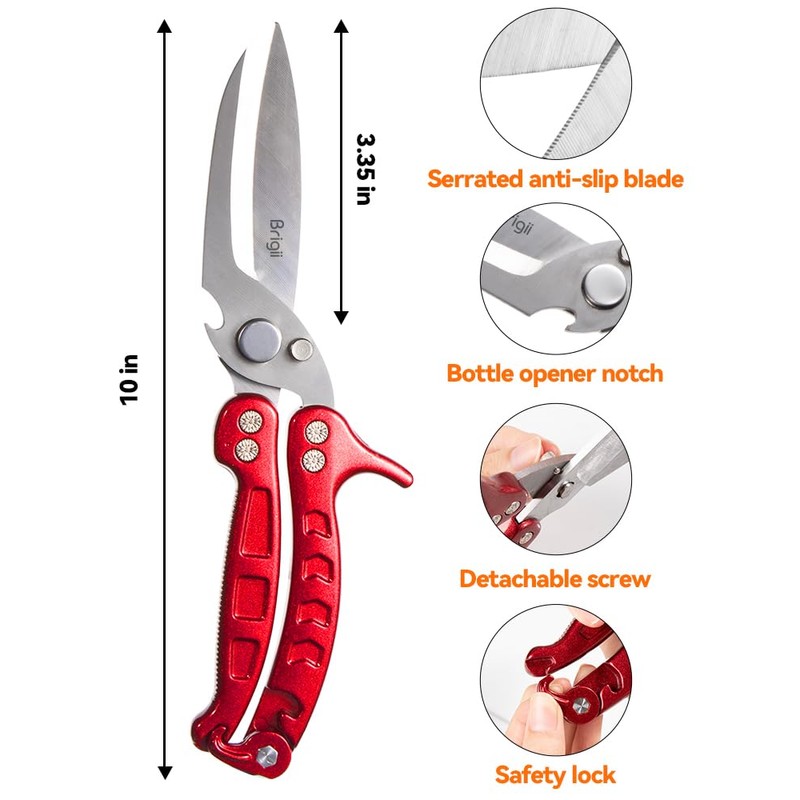Brigii Kitchen Shear, Stainless Steel Heavy Duty Poultry Shears, Multi-Purpose