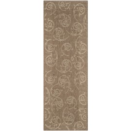 SAFAVIEH Courtyard Collection Runner Rug - 2'3" x 6'7", Brown & Natural, Scroll Design, Non-Shedding & Easy Care, Indoor/Outdoor & Washable-Ideal for Patio, Backyard, Mudroom (CY2665-3009)