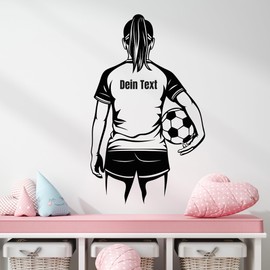 GRAZDesign Wandtattoo Fußballerin mit Namen personalisiert, Wandaufkleber Kinderzimmer Mädchen Sticker selbstklebend - 95x57cm / hellblau