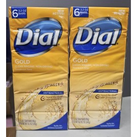 Dial 2 X DIAL GOLD Antibacterial soap 6 bar pks 3.2 oz/bar = TOTAL OF TWELVE BARS