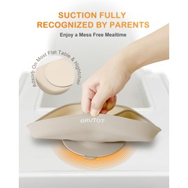Qyeejong Strong Suction Plates for Baby & Toddler Non-Slip, BPA Free Silicone Divided Baby Plate with Suction and Spoon Set, Toddlers Dinner Dishes Microwave & Dishwasher Safe
