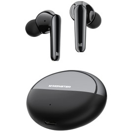 Monster N-Lite 203 AirLinks Wireless Earbuds, Bluetooth 5.3 Headphones HiFi Stereo, Wireless Earphones with 30H Playback, HD Clear Call, IPX6 Waterproof in-Ear Earbuds (Black)
