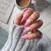 Chrome French False Nails Almond, SXVME Chrome Pink Press On
