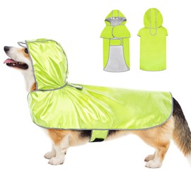 Illumifun Dog Raincoat, Reflective Dog Rain Jacket with Harness Hole, Waterproof Dog Coat with Hood, Adjustable Dog Poncho Slicker for Small Dogs (Small)