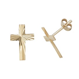 9ct Gold Ladies Cross Stud Earrings - 11mm*7mm WJS1851