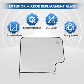 Convitex Passenger Right Side Upper Towing Mirror Glass for Chevy Silverado & GMC Sierra 1500 2500 HD 3500 HD for 2019-2024, with Rear Holder, Heated Main Tow Flat Mirror Glass