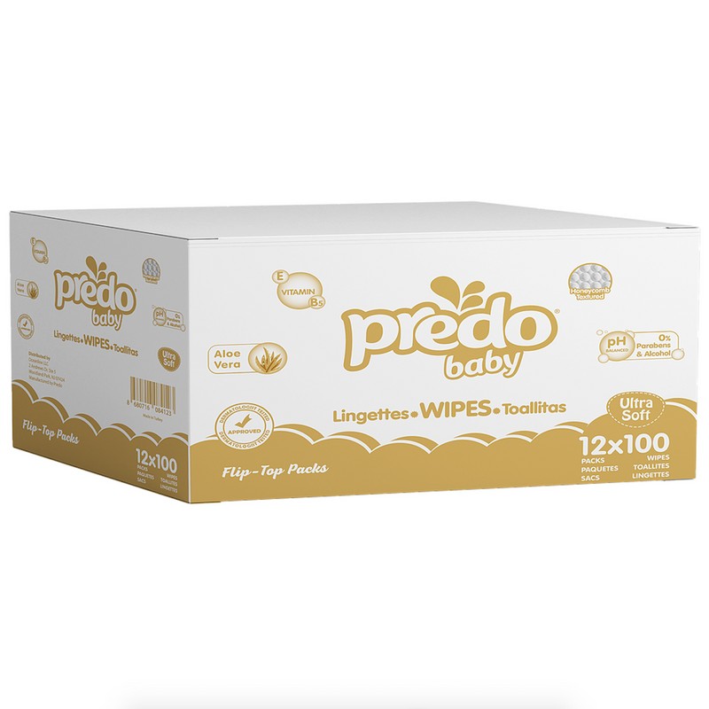 Predo Baby Wipes, 12 Packs, 1200 Wipes, Aloe, Vitamin E